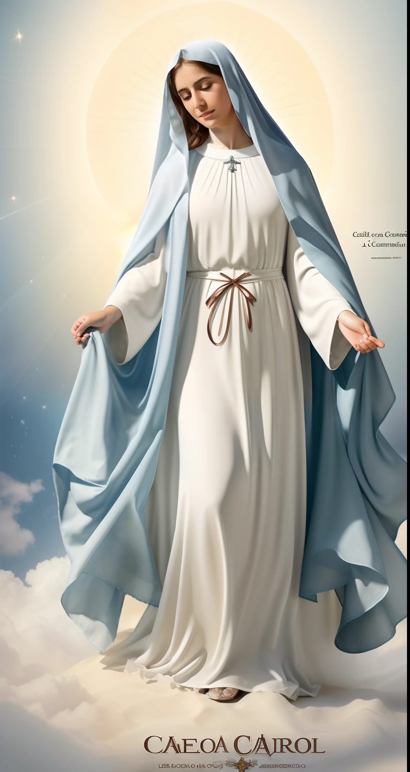 (((Blessed Virgin Mary of Mount Carmel))) Obra maestra, (La mejor calidad: 1.2), (super fine: 1.2), illustration, (extremadamente delicado y hermoso: 1.2), movie angle, flotante, (Hermoso ojo de detalle: 1.1), (detalle luz: 1.1), Movie Lights, Cielo delicado, ojos azules, (Cola de caballo alta: 1.1), capa, ojuelos, cielo estrellado, (light particles: 1.1) dibujo, flor. (Obra maestra), (La mejor calidad), (fotorrealista:1.3), 8k, Textura detallada de la piel, Textura detallada de la tela, Hermosa cara detallada, Detalles intrincados, Ultra detallado (cuerpo de cuerpo entero:1.2)