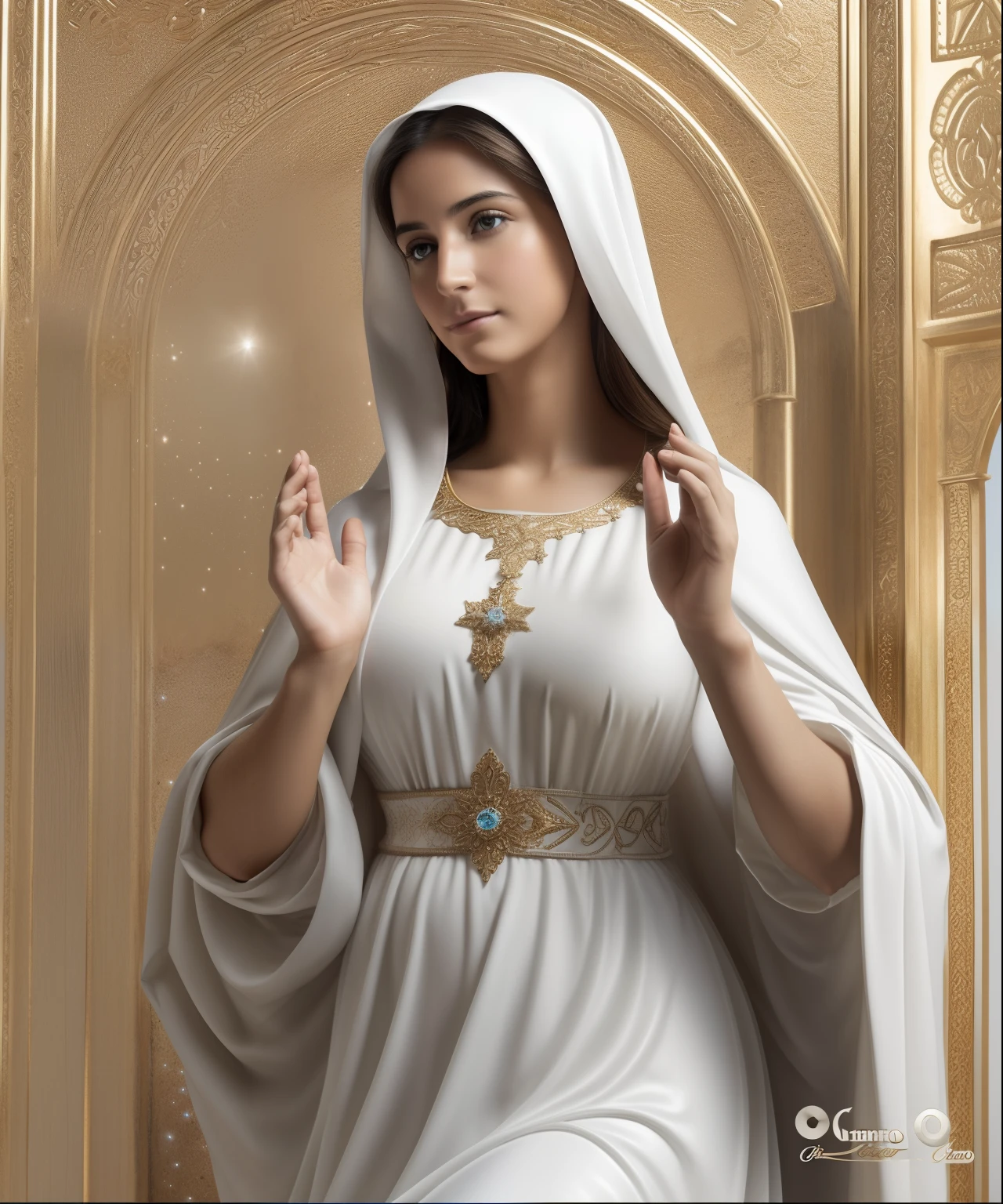 (((Blessed Virgin Mary of Mount Carmel))) Obra maestra, (La mejor calidad: 1.2), (super fine: 1.2), illustration, (extremadamente delicado y hermoso: 1.2), movie angle, flotante, (Hermoso ojo de detalle: 1.1), (detalle luz: 1.1), Movie Lights, Cielo delicado, ojos azules, (Cola de caballo alta: 1.1), capa, ojuelos, cielo estrellado, (light particles: 1.1) dibujo, flor. (Obra maestra), (La mejor calidad), (fotorrealista:1.3), 8k, Textura detallada de la piel, Textura detallada de la tela, Hermosa cara detallada, Detalles intrincados, Ultra detallado (cuerpo de cuerpo entero:1.2)