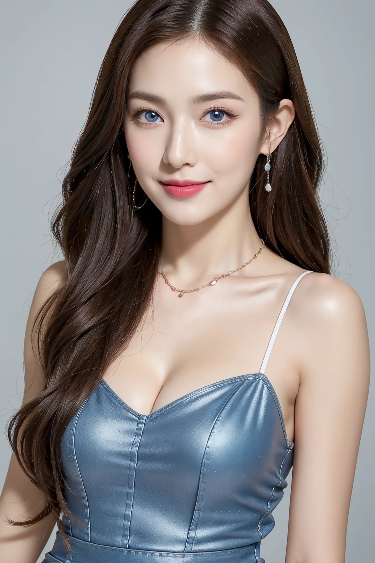 sexy model, cyberpunk style, blue theme, long hair, high contrast (Natural skin texture, Hyperrealism, Soft Light, sharp), portrait, standing, korean, bikini