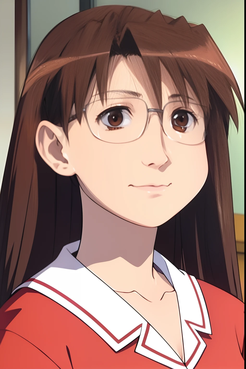 Koyomi mizuhara, brown hair, long hair, glasses, portait,