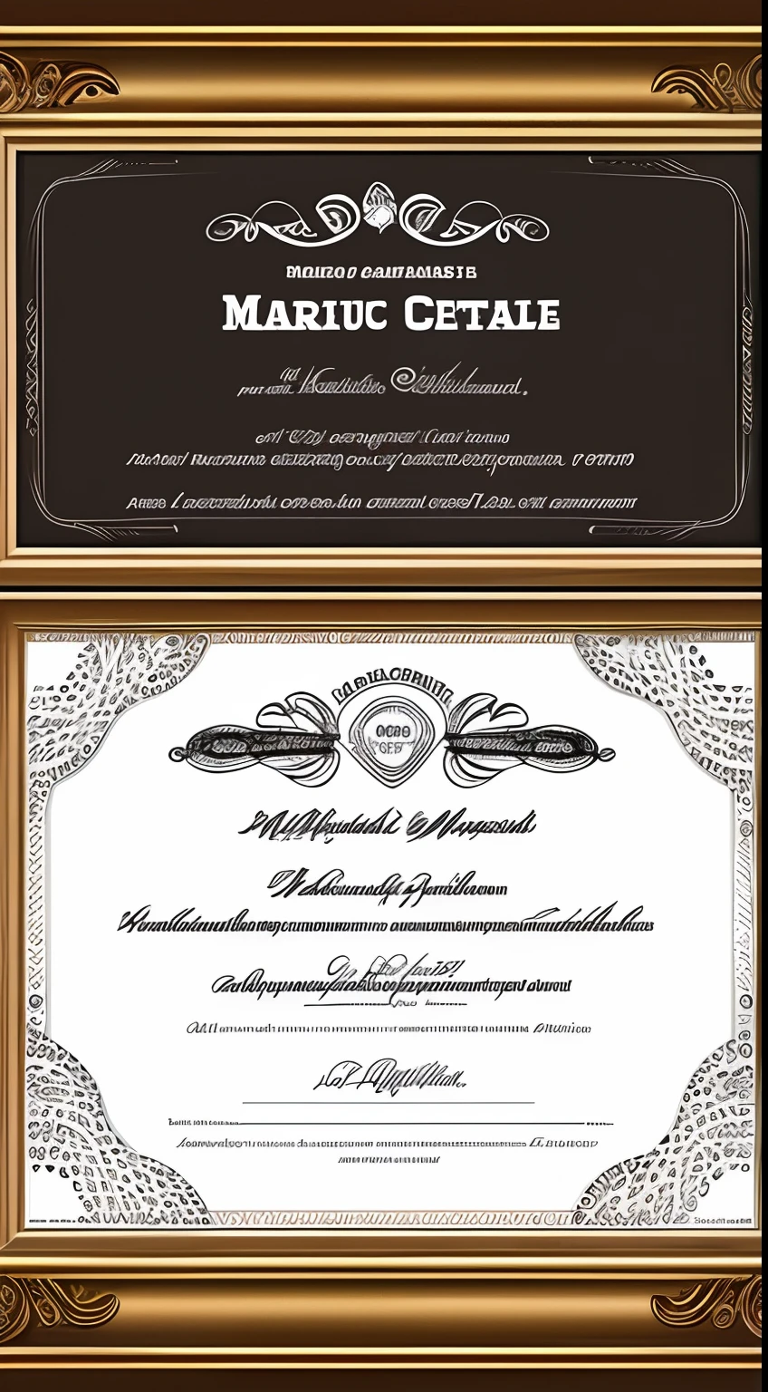 Marrige certificat, cool design, masterpiece, template . Pdf