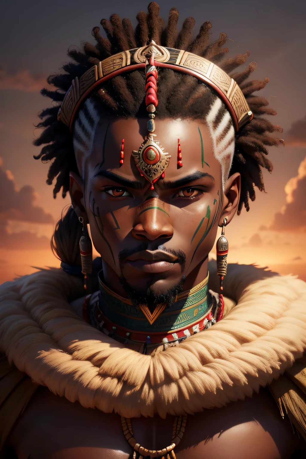 face of a african warrior