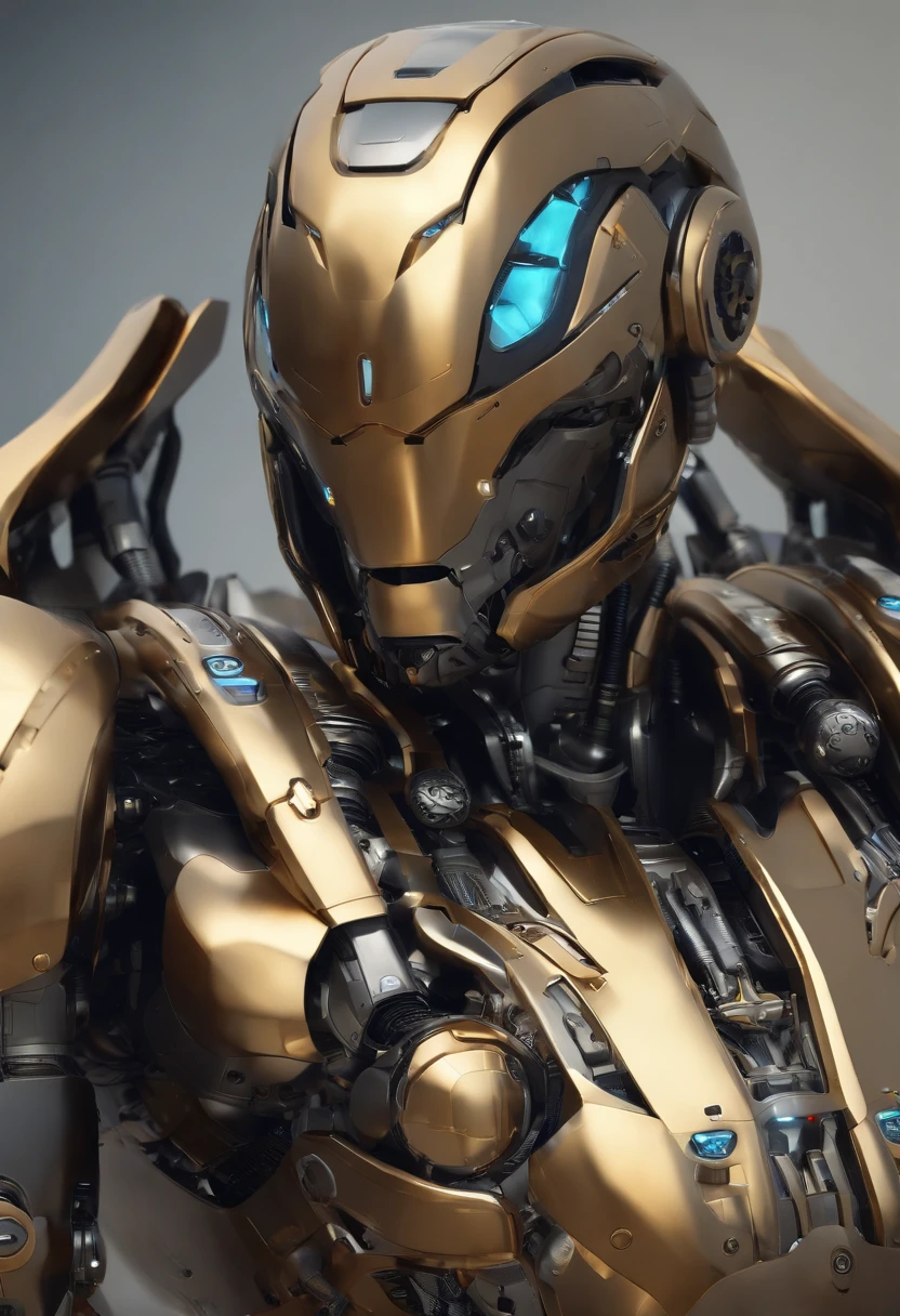 (high quality,artwork:1.2),3d model,detailed,realistic robot head,artificial intelligence,metallic texture,advanced technology,glowing eyes,futuristic design,dynamic pose,creative composition,vibrant colors,ultra-detailed rendering,professional,studio lighting,shiny surfaces,mechanical parts,innovative concept,sci-fi style,high-res,4k resolution.