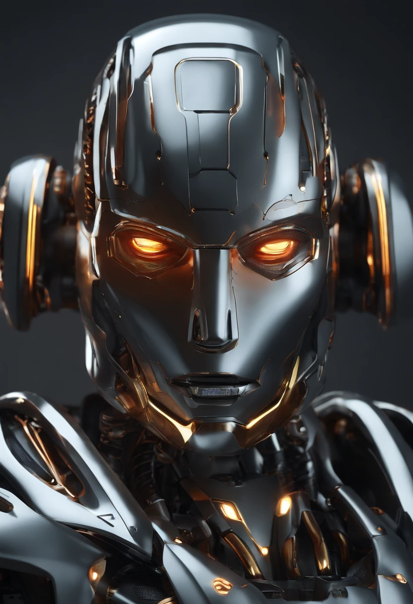 (high quality,artwork:1.2),3d model,detailed,realistic robot head,artificial intelligence,metallic texture,advanced technology,glowing eyes,futuristic design,dynamic pose,creative composition,vibrant colors,ultra-detailed rendering,professional,studio lighting,shiny surfaces,mechanical parts,innovative concept,sci-fi style,high-res,4k resolution.