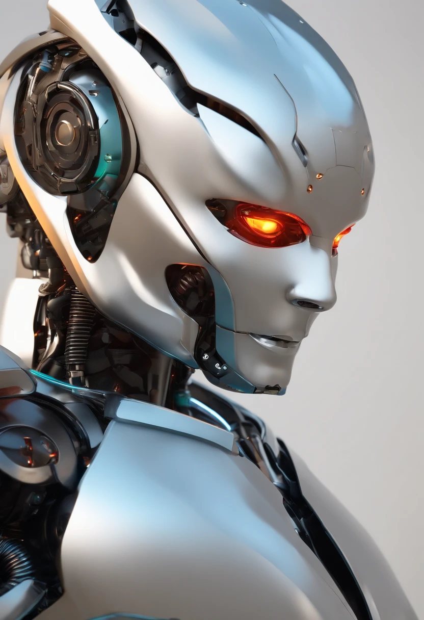 (high quality,artwork:1.2),3d model,detailed,realistic robot head,artificial intelligence,metallic texture,advanced technology,glowing eyes,futuristic design,dynamic pose,creative composition,vibrant colors,ultra-detailed rendering,professional,studio lighting,shiny surfaces,mechanical parts,innovative concept,sci-fi style,high-res,4k resolution.