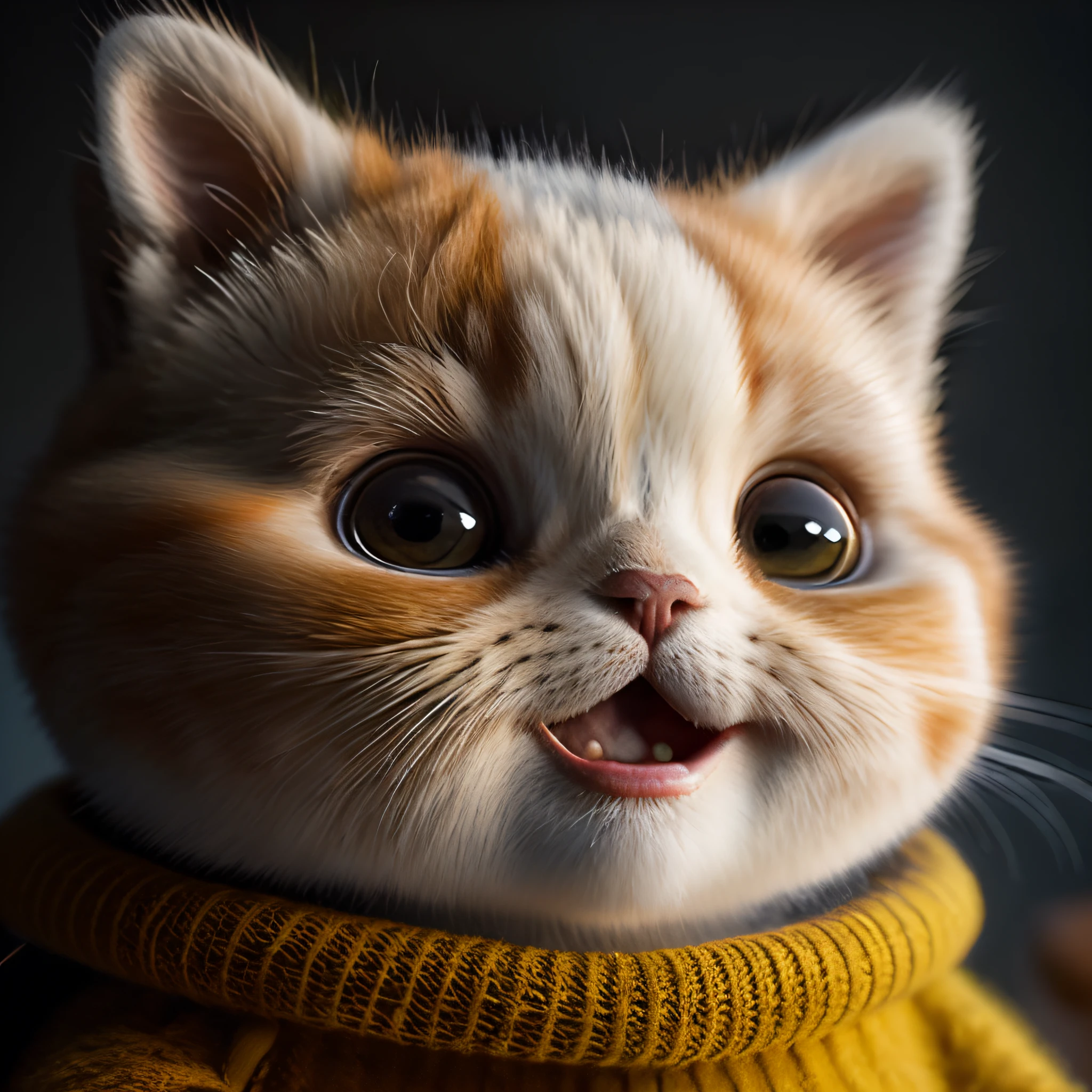 cat, orange, fat, garfield, no_humans, depth of field, disney style, DARK_Glam, wearing DRK_Glam, deep shadow, (dark: 1.4), (8k, RAW photo, best quality, masterpiece: 1.2), big expression happy with mouth