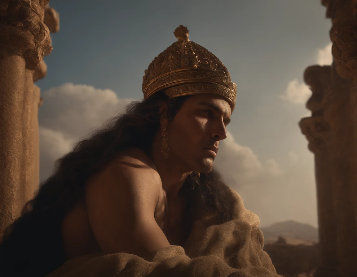 "Generate an image that represents Samson, as described in the Old Testament stories, showing him stuck, and, between chains, perfect composition, beautiful detailed intricately detailed intricately detailed octane render trend in artstation, artistic photography 8 k, photorealistic concept art, perfect cinematic cinematographic light volumetric natural soft, chiaroscuro, award-winning photography, masterpiece, oil on canvas, raphael, caravaggio, greg rutkowski, beeple, beksinski, giger