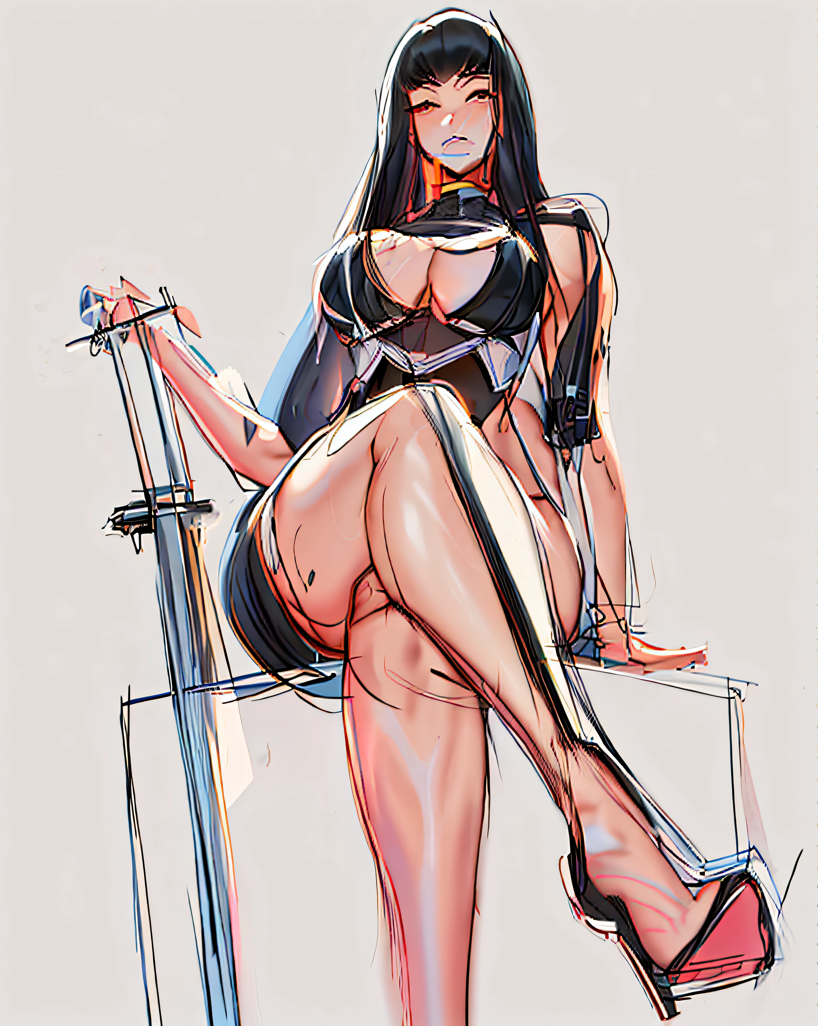 a drawing of a woman sitting on a chair with her legs crossed, thick outline, thick black lineart, thick outlines, rough sketch, line sketch, thick lineart, sketchy artstyle, heavy outlines, old sketch, outline sketch, detailed but rough, thick line art, line sketch!!, sexy pudica pose gesture, quick sketch, bold lineart