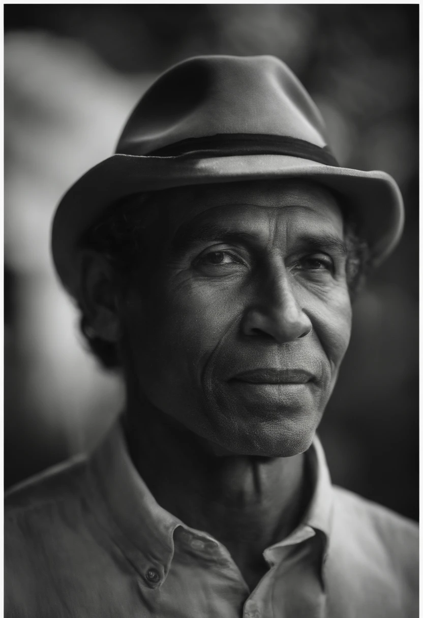 Retrato olhando para camera de Homem negro musculoso se escondendo em arbustos, olhar assustado, fundo escuro, melancolia, Estoicismo