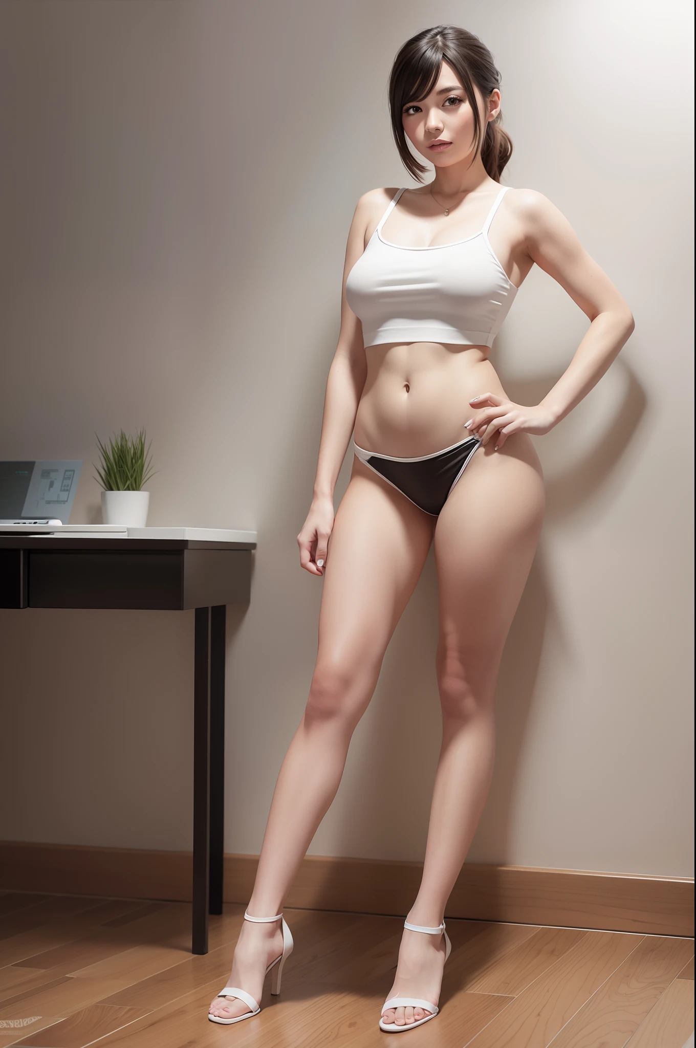 Realistic, full body portrait, Vtuber painting on PC, miscellaneous rooms, super detailed