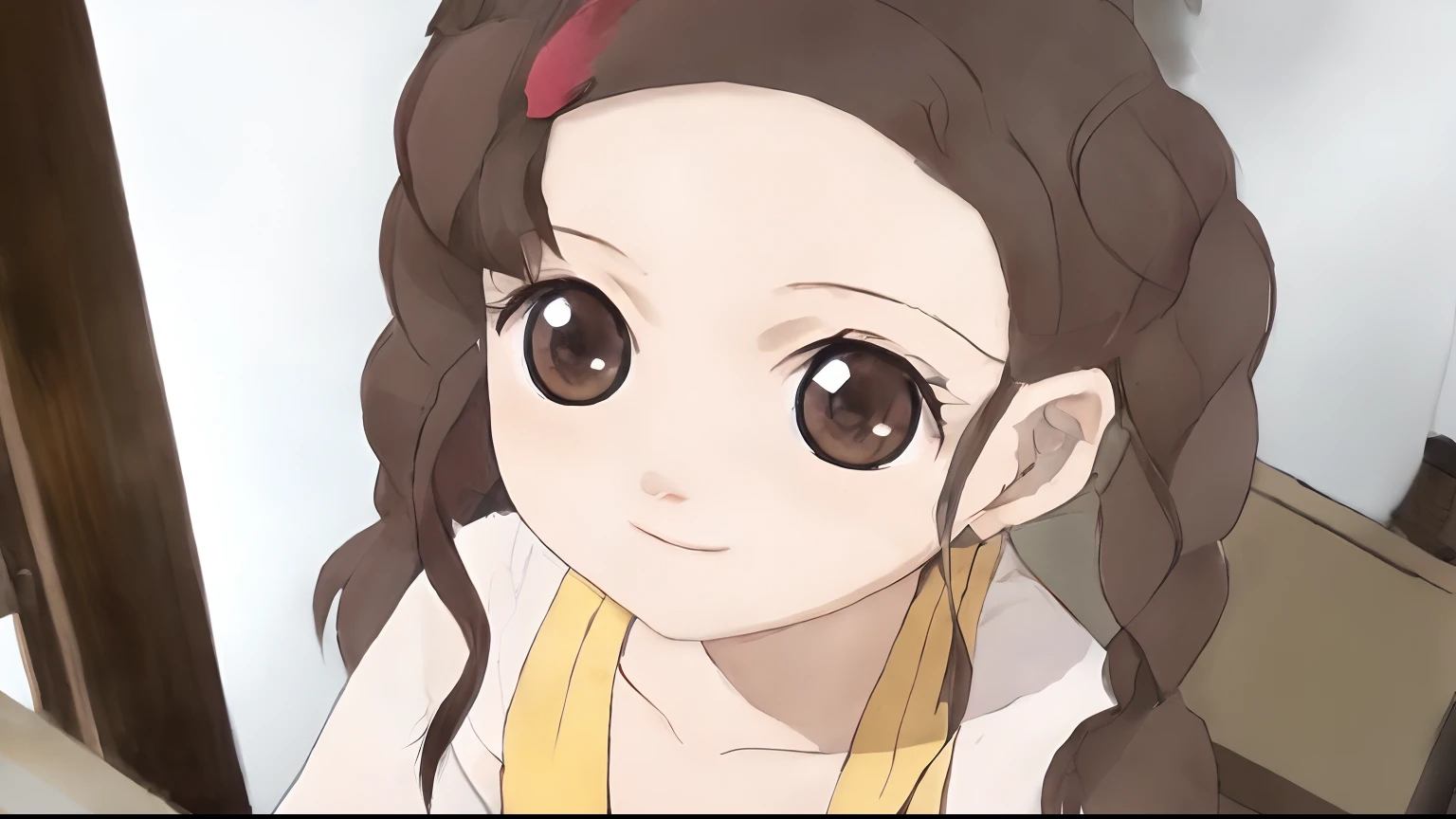 anime girl with long hair sitting at a table with a plate of food, close up of a young anime girl, anime visual of a cute girl, cute natural anime face, an anime girl, young anime girl, shuushuu anime image, as an anime character, pretty anime face, pretty anime girl, cute anime face, anime girl named lucy