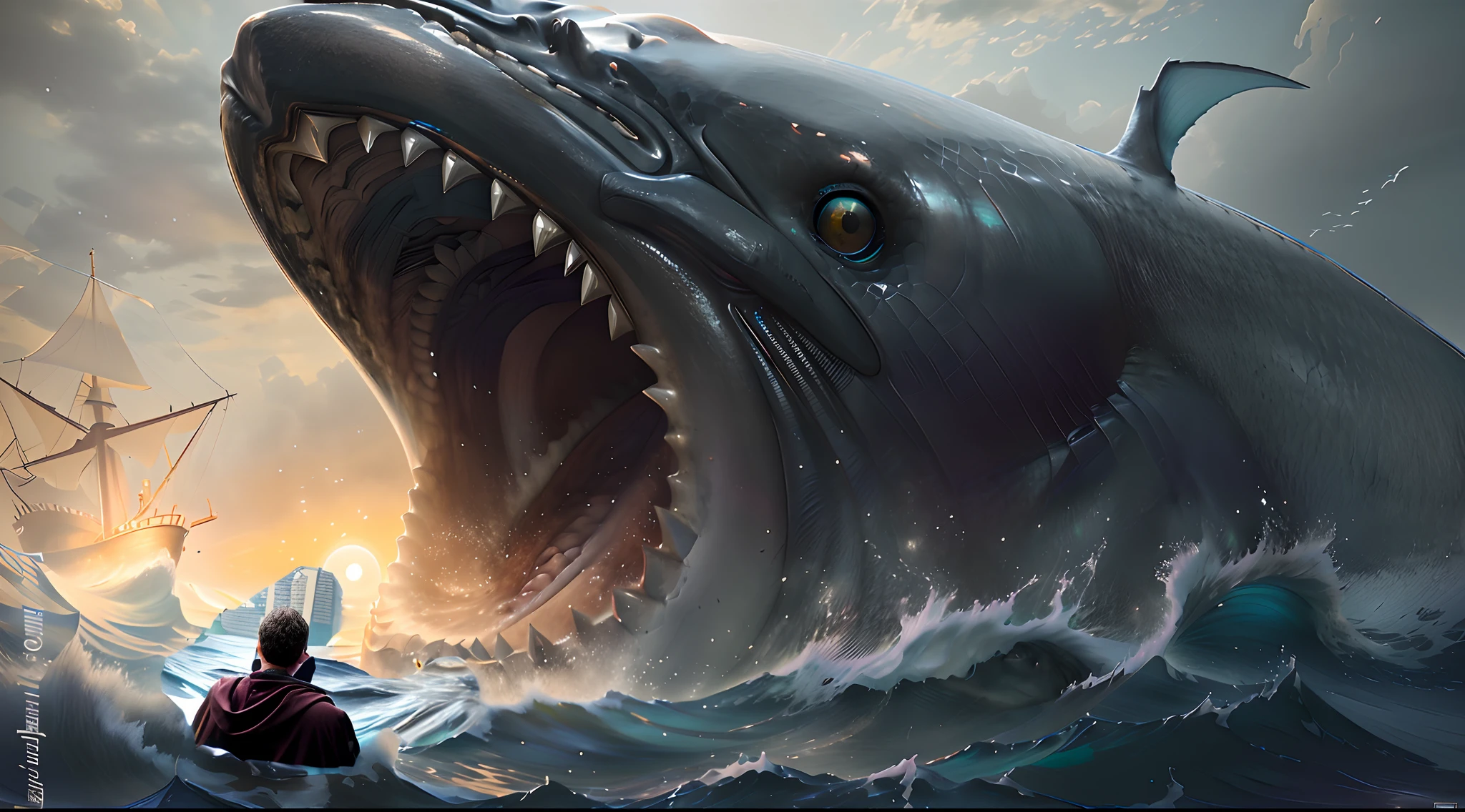 Make the most of this Man much more realistic, he's with his back to the screen, maximum details, ultra realista, maximum details, ultrarrealismo, maximum detail in this man's robes, vestes realista, This man is sinking into the water, max quality, maximum perfection, imagem realista, imagem detalhes 8k