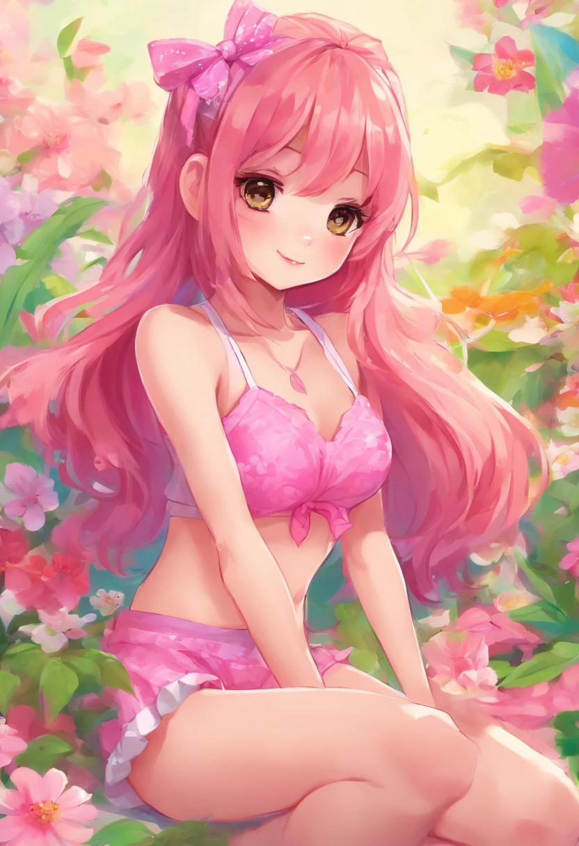 girl in pink underwear