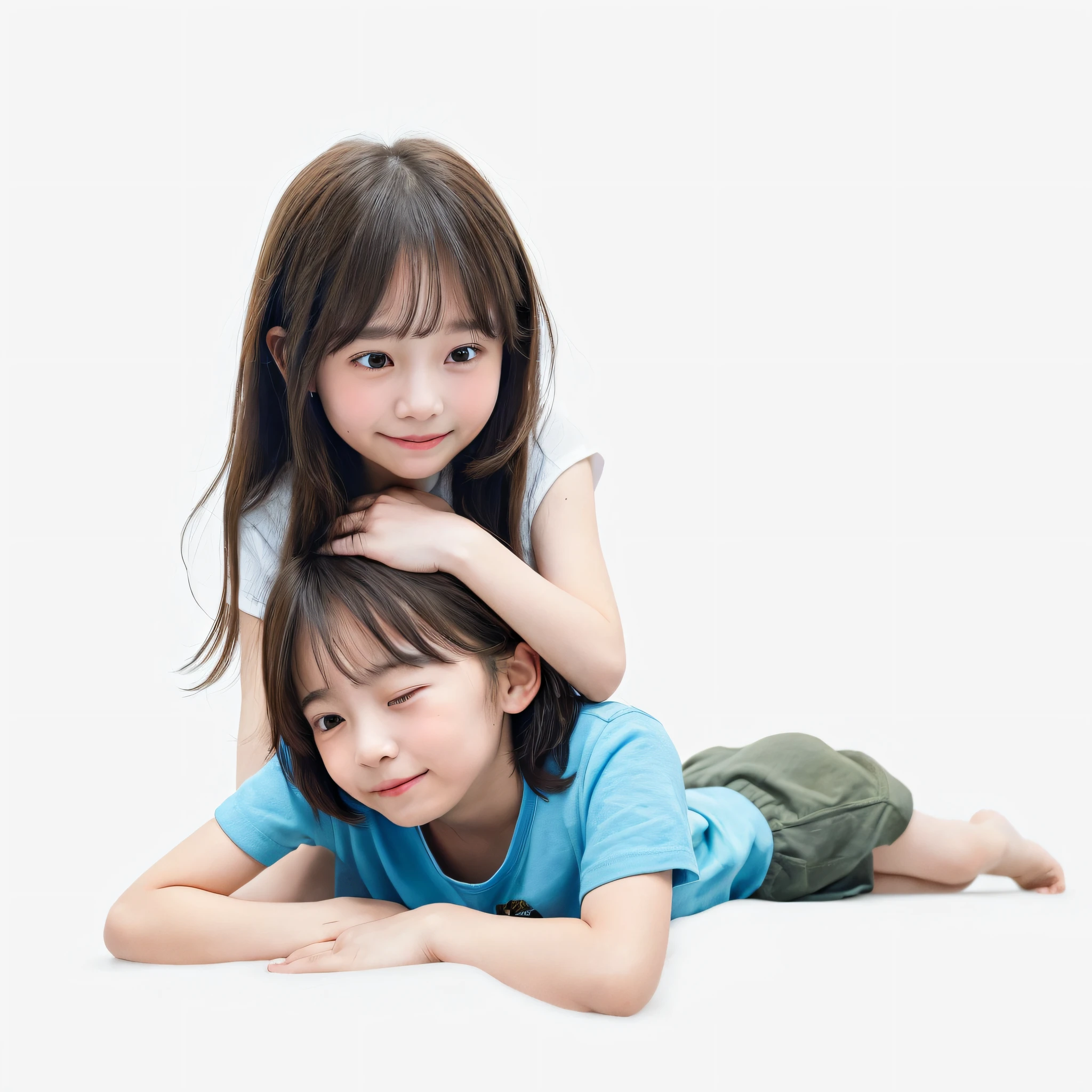 Woman helping a child with a head on his chest, resting on chest, cute little, , boy and girl, ilustration, cut, kid, Poses variadas, Hurt, art illustration, Very emotional, petting