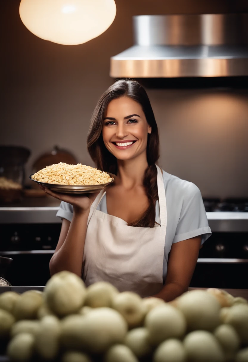 Woman Cook happy with much dollar