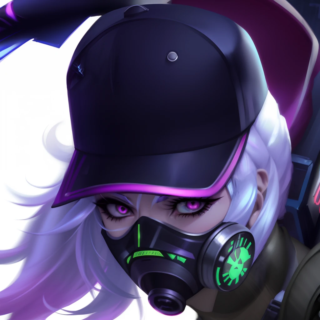 a woman with a gas mask and a hat on, kda, akali, ashe, avatar image, cyber noir, riven, artgerm jsc, style artgerm, ig model | artgerm, artgerm detailed, unknown artstyle, qiyana, artgrem, cybernatic, cyberpunk artm, leblanc