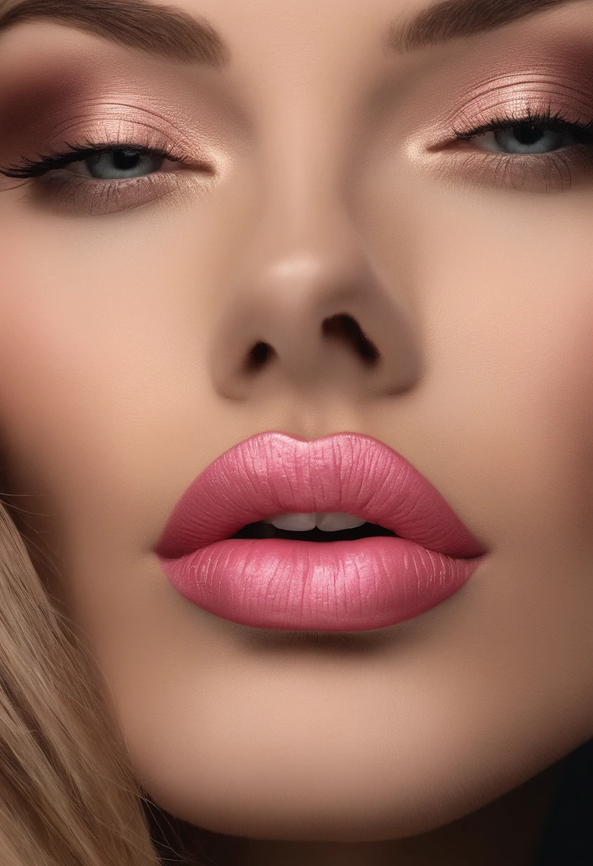 a close up of a woman with long hair and a pink lip, flickr, hyperrealism, very beautiful, with very thin lips, most beautiful woman on earth, portrait, most beautiful woman on earth, sexy lips