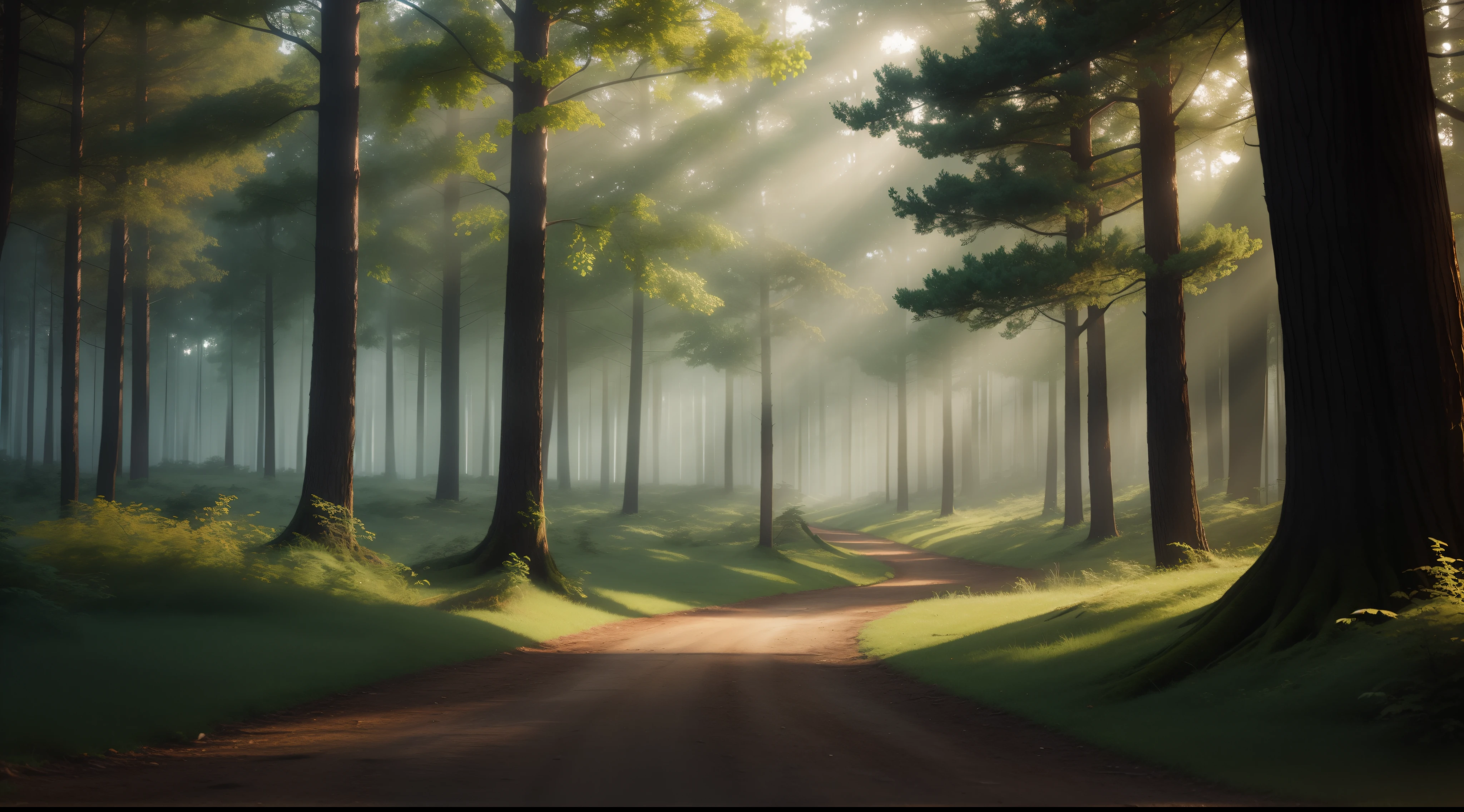 Create a scene of a forest full of trees