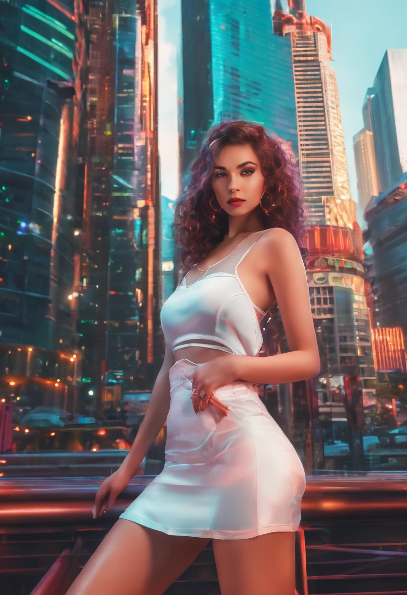 arafed woman in a white dress taking a selfie in a mirror, a black and white photo inspired by Ion Andreescu, instagram, tachisme, white skirt and barechest, wearing a tanktop and skirt, wearing white skirt, white skirt, back and white, white miniskirt, leaked photo, her wardrobe is attractive