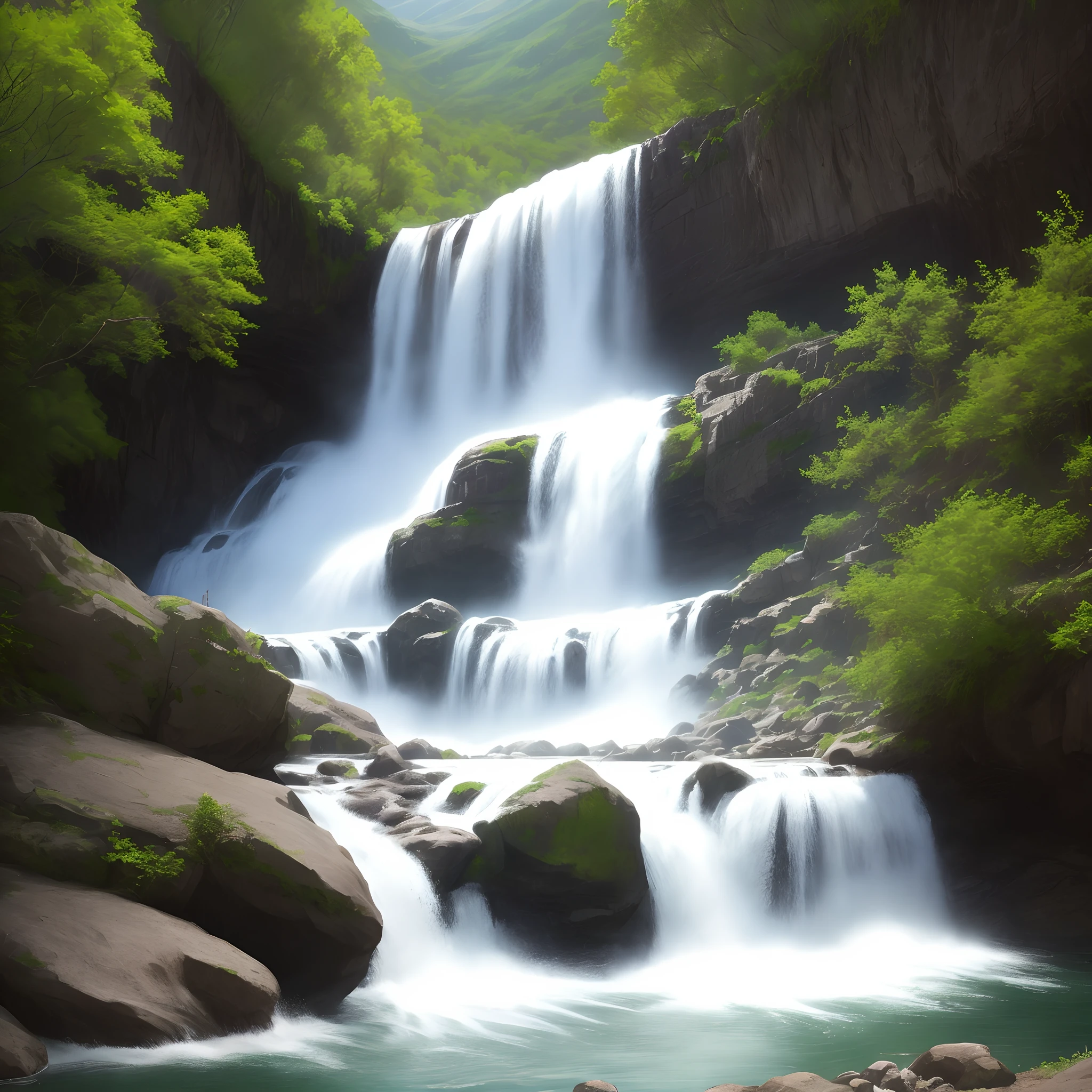 Over top of hugh waterfall