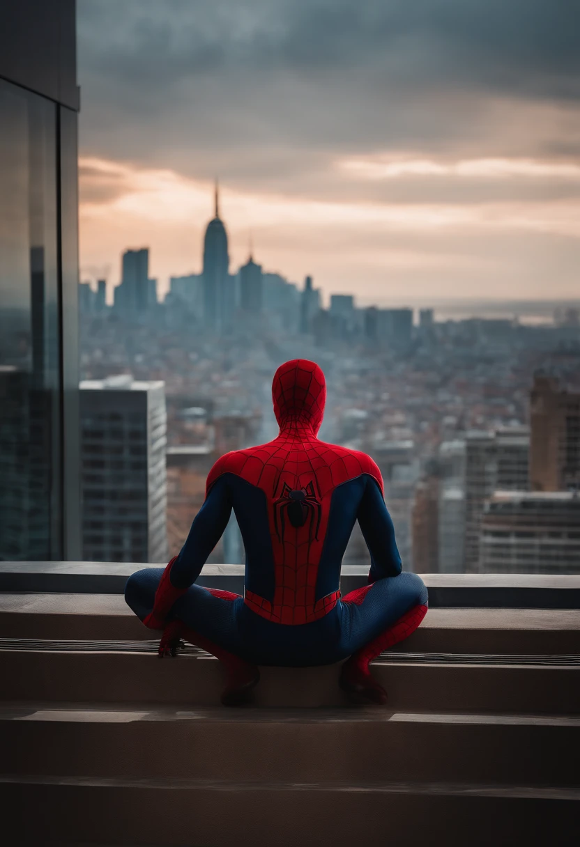 homem-aranha em 4K, homem adulto, top of the building, wmask, homem-aranha, multiverso