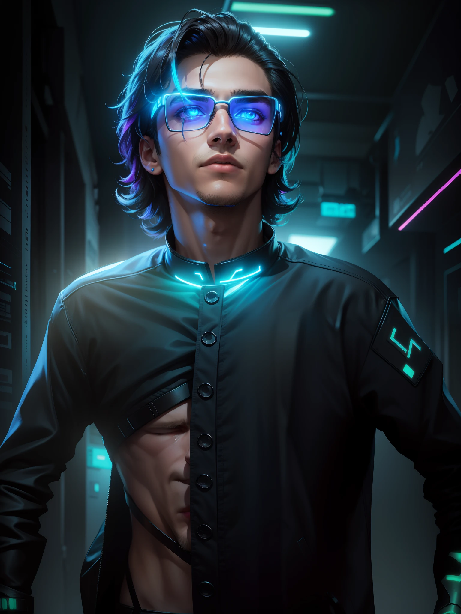 Handsome boy,,change background cyber punk,neon effect,ultra realistic face,8k