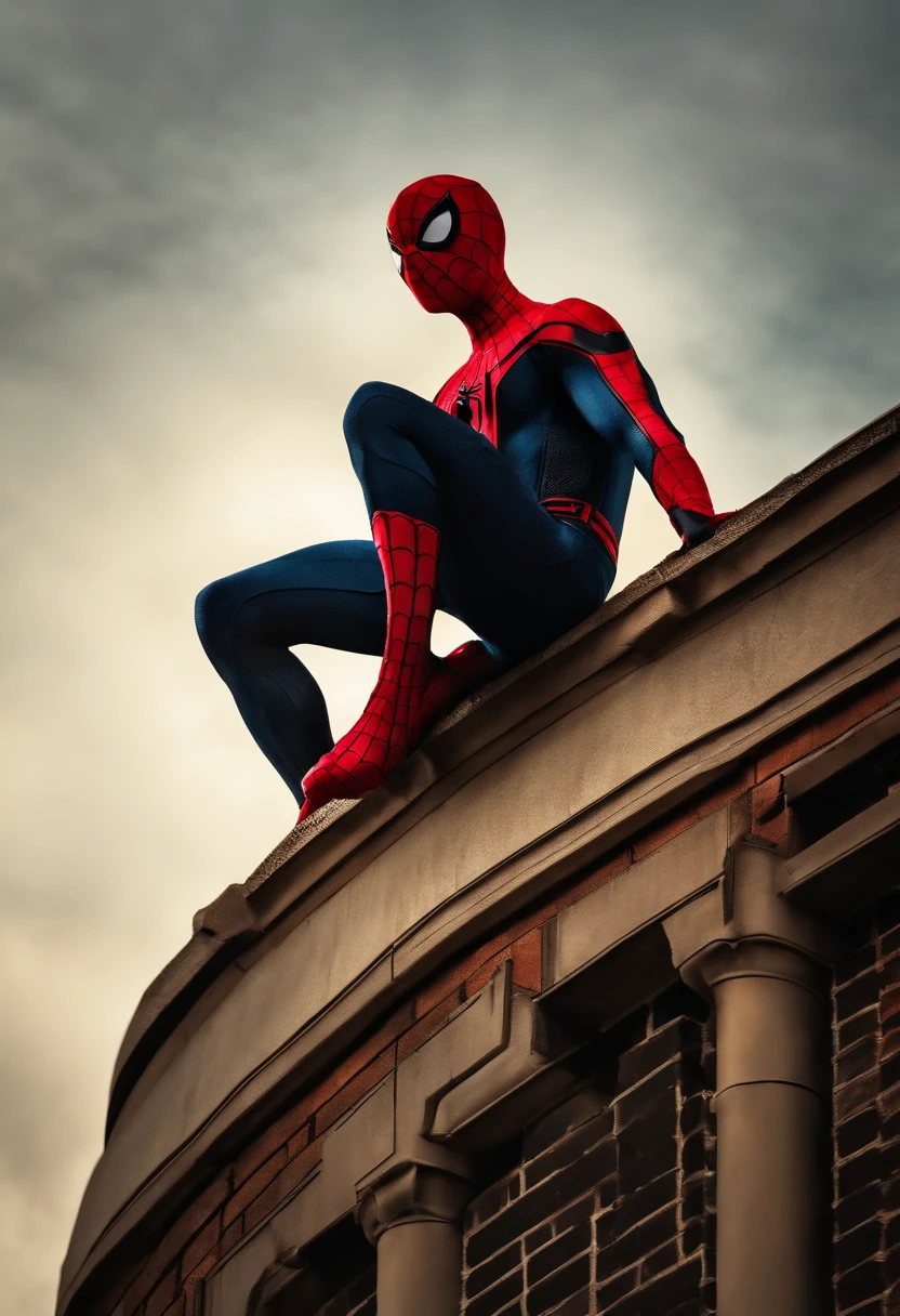 A big and haus sized Spiderman stachu loaded on high tech truck and stachu bind with thin iron chainon a high tech truck and many police man standing around the stachu
