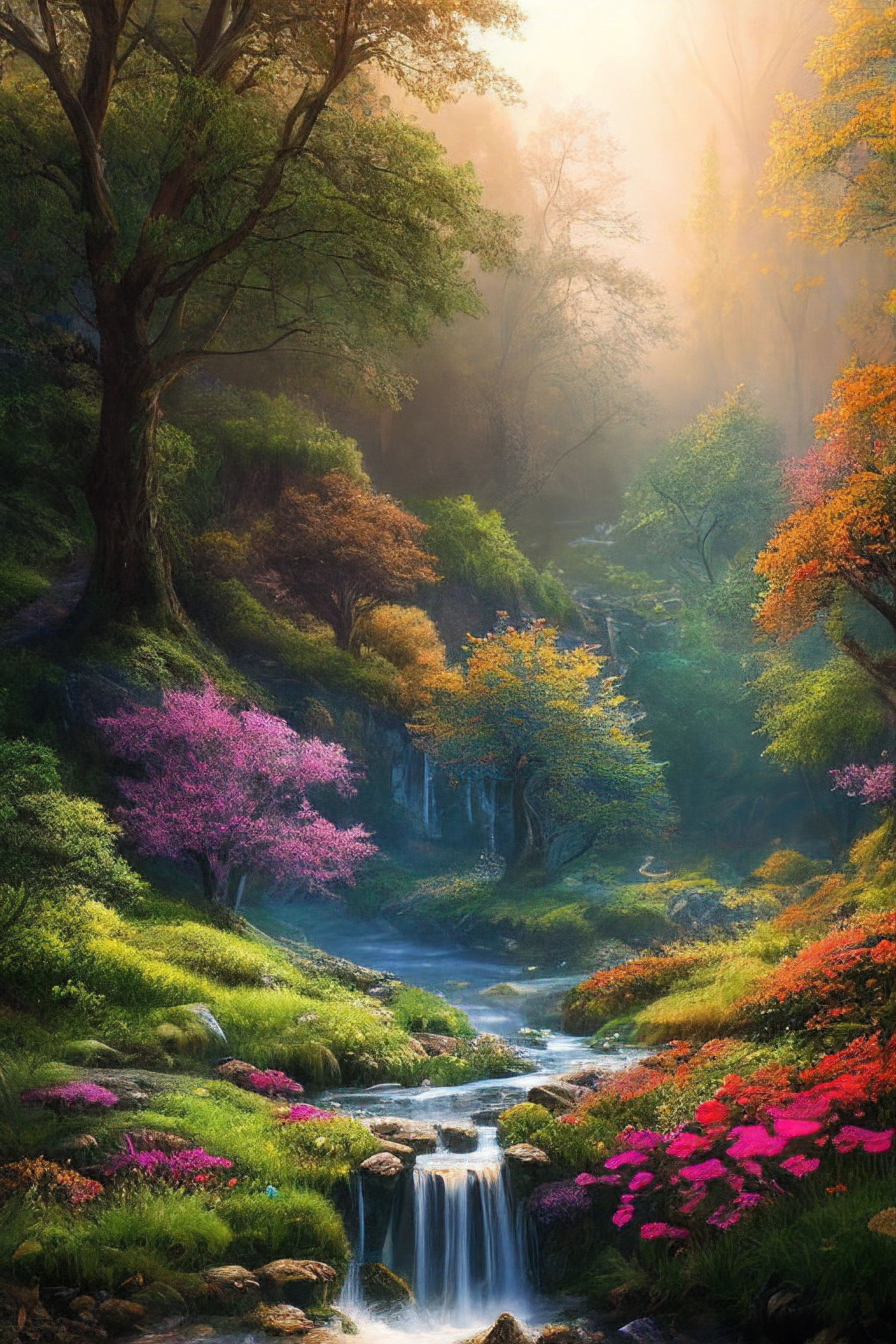 masterpiece, best quality, high quality,extremely detailed CG unity 8k wallpaper, An enchanting and dreamy scene of a fantasy forest, with towering trees, glowing mushrooms, and hidden fairy glens, creating a sense of mystique and enchantment, artstation, digital illustration, intricate, trending, pastel colors, oil paiting, award winning photography, Bokeh, Depth of Field, HDR, bloom, Chromatic Aberration ,Photorealistic,extremely detailed, trending on artstation, trending on CGsociety, Intricate, High Detail, dramatic, art by midjourney