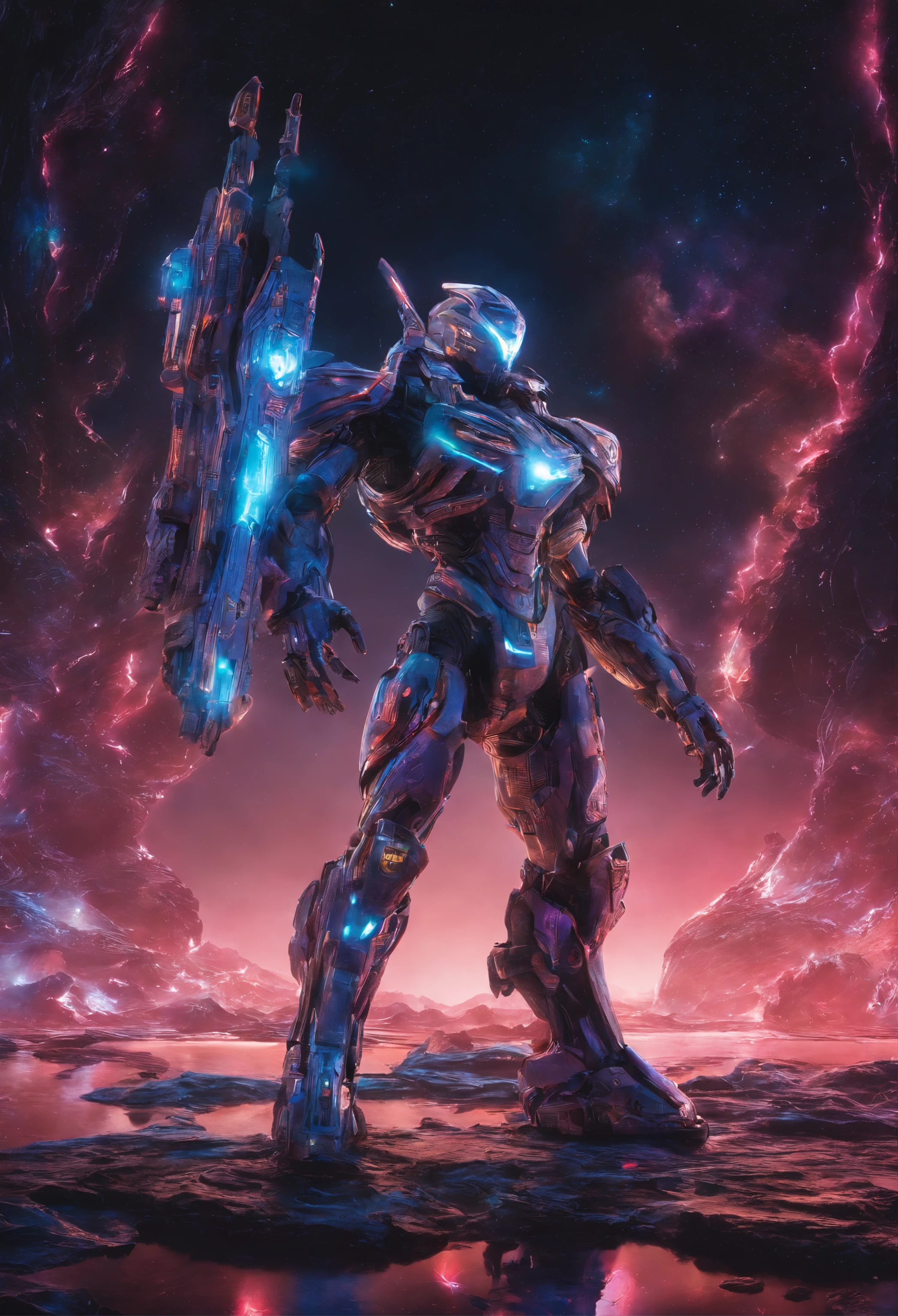 Mecha Samurai, sword, Cinematic lighting, octane render, (Motion Blur, best composition), (best quality, masterpiece, Representative work, official art, Professional, Ultra high detail, 8k:1.3)