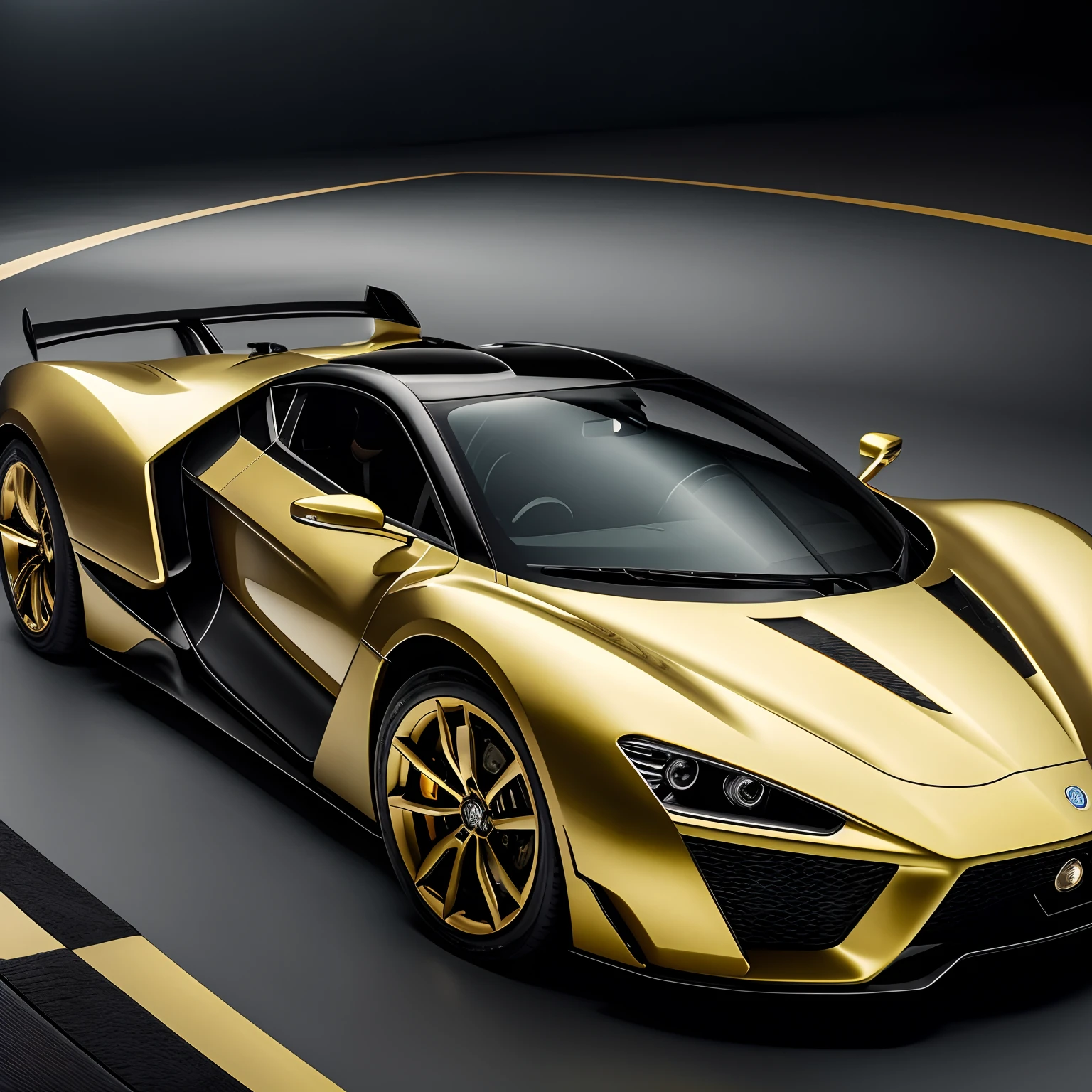 Carro futurista feito de ouro brilhante puro, IN 4K HIGH DEFINITION --auto