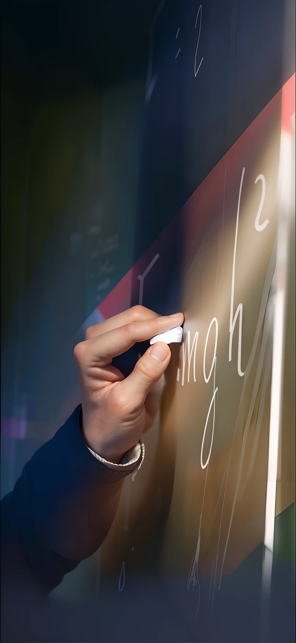 Someone writes on a blackboard with a white marker, blackboards, blackboards, high detal, high quality screenshot, chalk digital art, blackboard in background, Highly coherent, author：Kurt Roesch, High quality details, high detal, high-class, higher details, highschool background, High rendering, highlt detailed, author：Joseph-Marie Vane, A high resolution