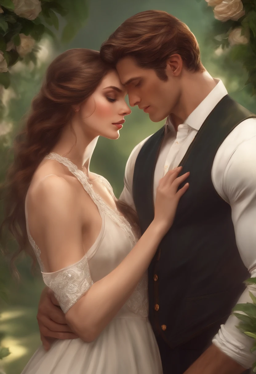 A painting of a man and woman in a wedding dress - SeaArt AI