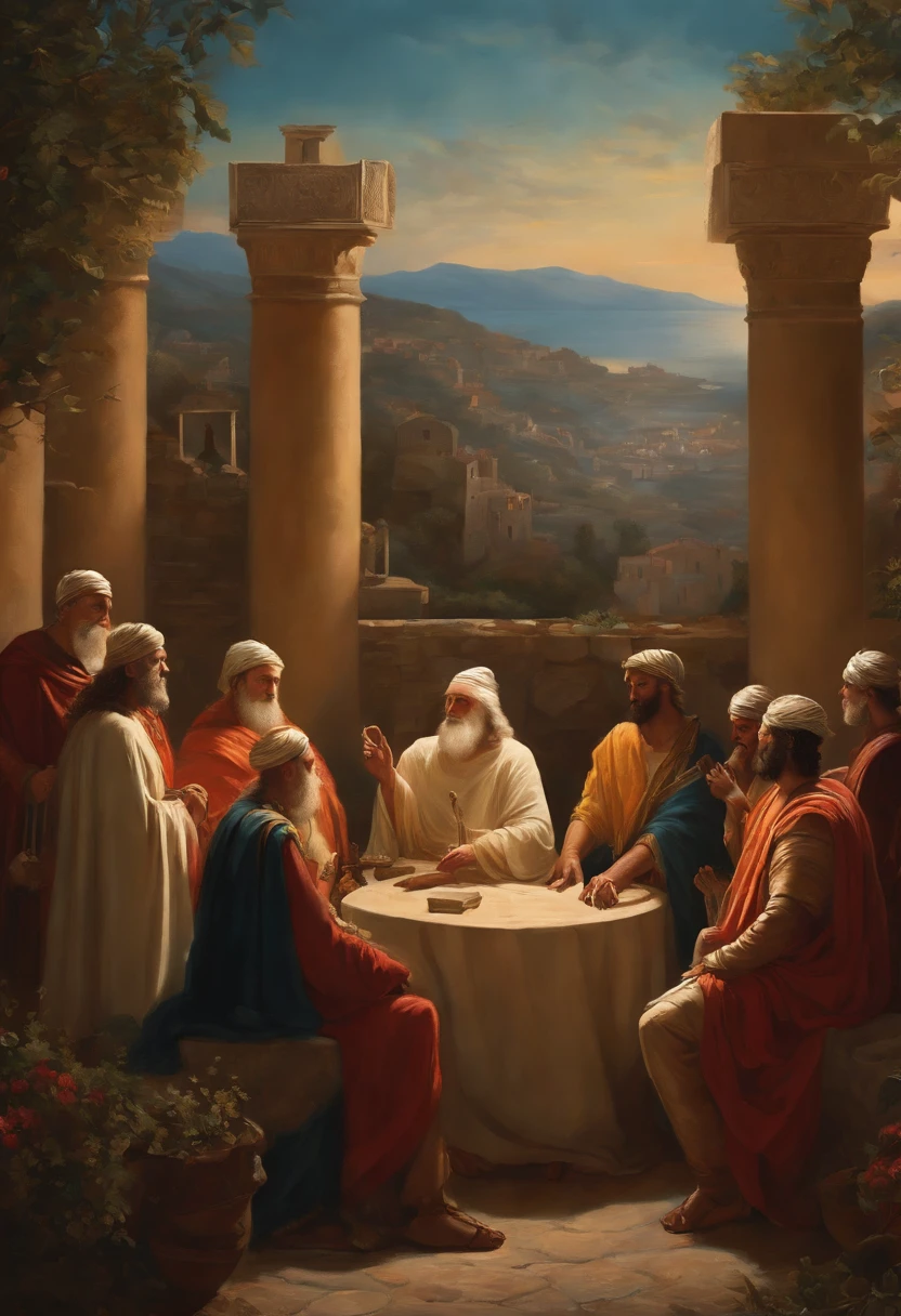 Socrates, Scene of Socrates preaching to his disciples、Disciples Listening、