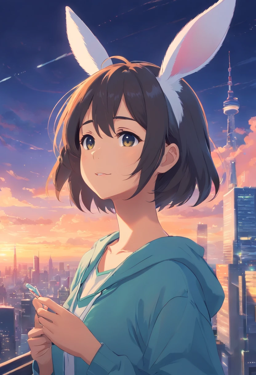 edgBunny,Cute cartoon avatar illustration,There is no gender,nada de fundo
