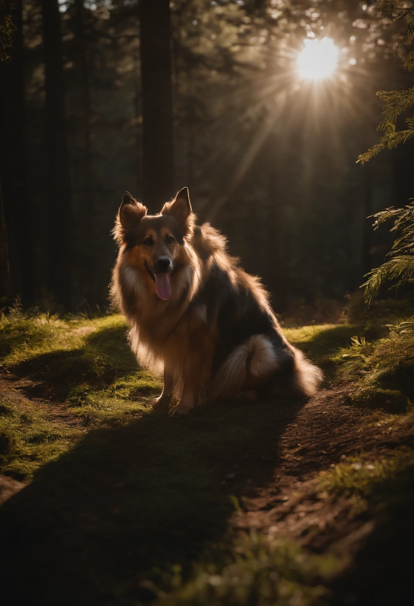 portrait of dog at a gathering in the forests of Himachal Pradesh, Cinematic, Photoshoot, Shot on 25mm lens, Depth of Field, Tilt Blur, Shutter Speed 1/1000, F/22, White Balance, 32k, Super-Resolution, Pro Photo RGB, Half rear Lighting, Backlight, Dramatic Lighting, Incandescent, Soft Lighting, Volumetric, Conte-Jour, Global Illumination, Screen Space Global Illumination, Scattering, Shadows, Rough, Shimmering, Lumen Reflections, Screen Space Reflections, Diffraction Grading, Chromatic Aberration, GB Displacement, Scan Lines, Ambient Occlusion, Anti-Aliasing, FKAA, TXAA, RTX, SSAO, OpenGL-Shader’s, Post Processing, Post-Production, Cell Shading, Tone Mapping, CGI, VFX, SFX, insanely detailed and intricate, hyper maximalist, elegant, dynamic pose, photography, volumetric, ultra-detailed, intricate details, super detailed, ambient –uplight –v 4 –q 2