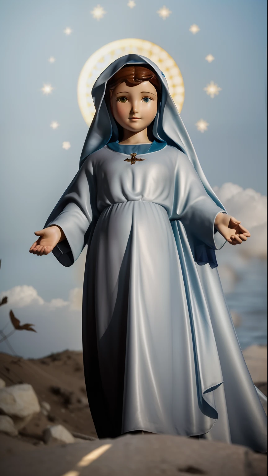 (((Blessed Virgin Mary of Mount Carmel))) Obra maestra, (La mejor calidad: 1.2), (super fine: 1.2), illustration, (extremadamente delicado y hermoso: 1.2), movie angle, flotante, (Hermoso ojo de detalle: 1.1), (detalle luz: 1.1), Movie Lights, Cielo delicado, ojos azules, (Cola de caballo alta: 1.1), capa, ojuelos, cielo estrellado, (light particles: 1.1) dibujo, flor. (Obra maestra), (La mejor calidad), (fotorrealista:1.3), 8k, Textura detallada de la piel, Textura detallada de la tela, Hermosa cara detallada, Detalles intrincados, Ultra detallado (cuerpo de cuerpo entero:1.2)