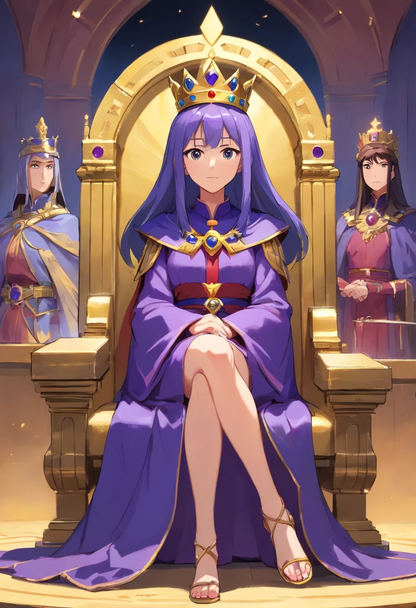 Justice is an androgynous young man sitting on an almost hidden throne, with open eyes and a severe countenance, ready to judge coldly, according to rationality and not emotions.
Justice wears a red cloak, representing material dominion, and covers herself with a green cloak, which shows that she also has mercy, as she does not judge excessively harshly, mother fairly. The crown indicates authority and its square shape, in addition to the jewel, also square, symbolize the rationality that guides justice. In her right hand, she holds a double-edged sword with a blue blade, which represents divine justice, which punishes severely. In her right hand, she carries a scale, a symbol of balance.
The throne of justice, which represents authority, is between 2 pillars, which symbolize the restrictions of life, the purple mantle represents wisdom and the yellow sky reinforces the need for wisdom and enlightenment.
The Justice card talks about the truth and calls for impartiality in decision-making, which requires the use of reason and removes emotions.
