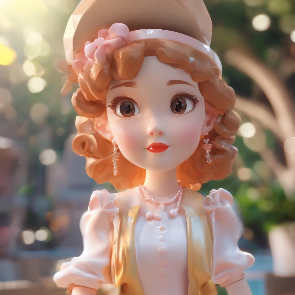 Super cute girl IP by pop mart, Bright Eyes, Cherub,little white skirt, clay, models, blind box toys, glossy and delicate,clean background, good shine, 3D rendering,best quality