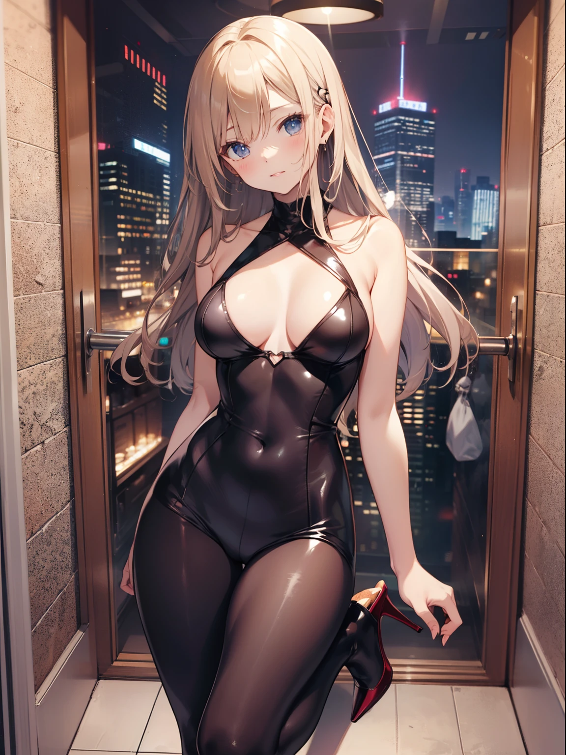 skin-tight、disco、Slender beauty、straight haired、high-heels