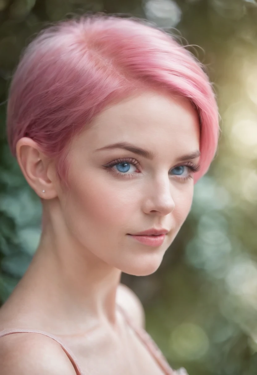 1 Girl small body sexy pose  small tits  fully nude, pink hair  blue eyes