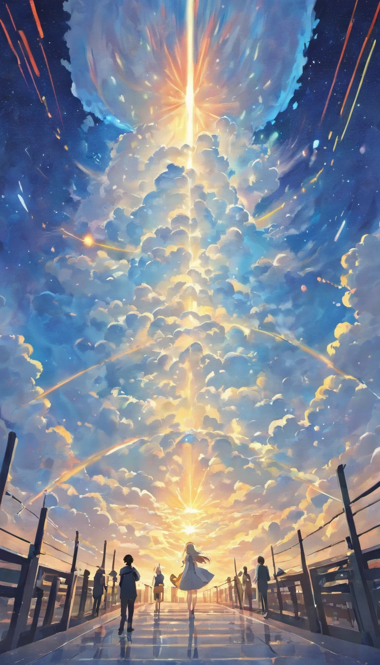 Multiple Ships, Marz, ondas, Impacto visual, Milky Way and White Clouds, exquisite composition in the late afternoon, graphic illustration, dramatic light, nenhuma pessoa na imagem