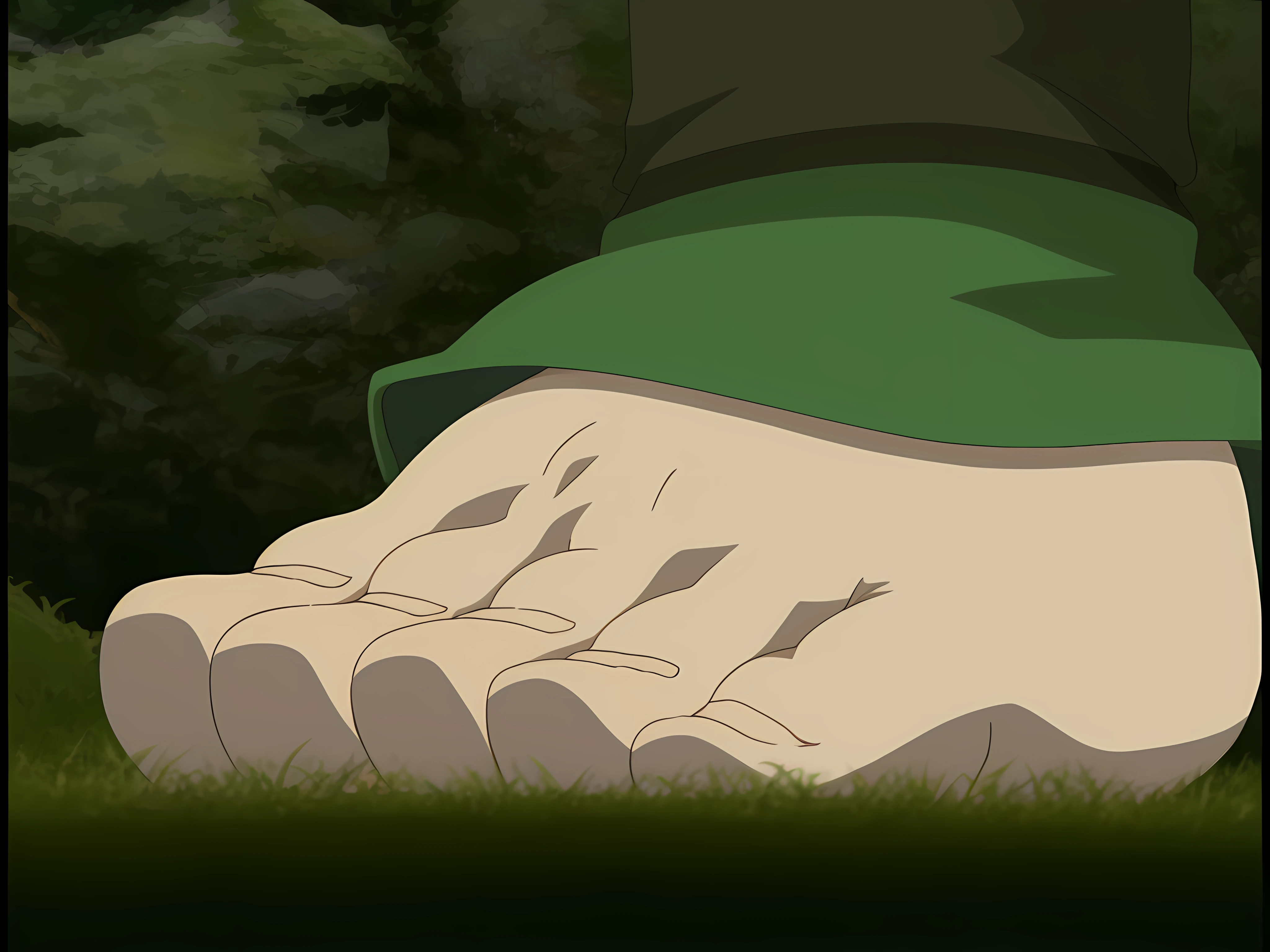 Anime image of a foot, close up one left foot, Toph Beifong, giant foot, fechar para cima!!, close-up view, Estilo de gesto pesado de closeup, muito perto, detailed close foot shot, anime, 5 huge toes, bulky foot, soft and smooth toes