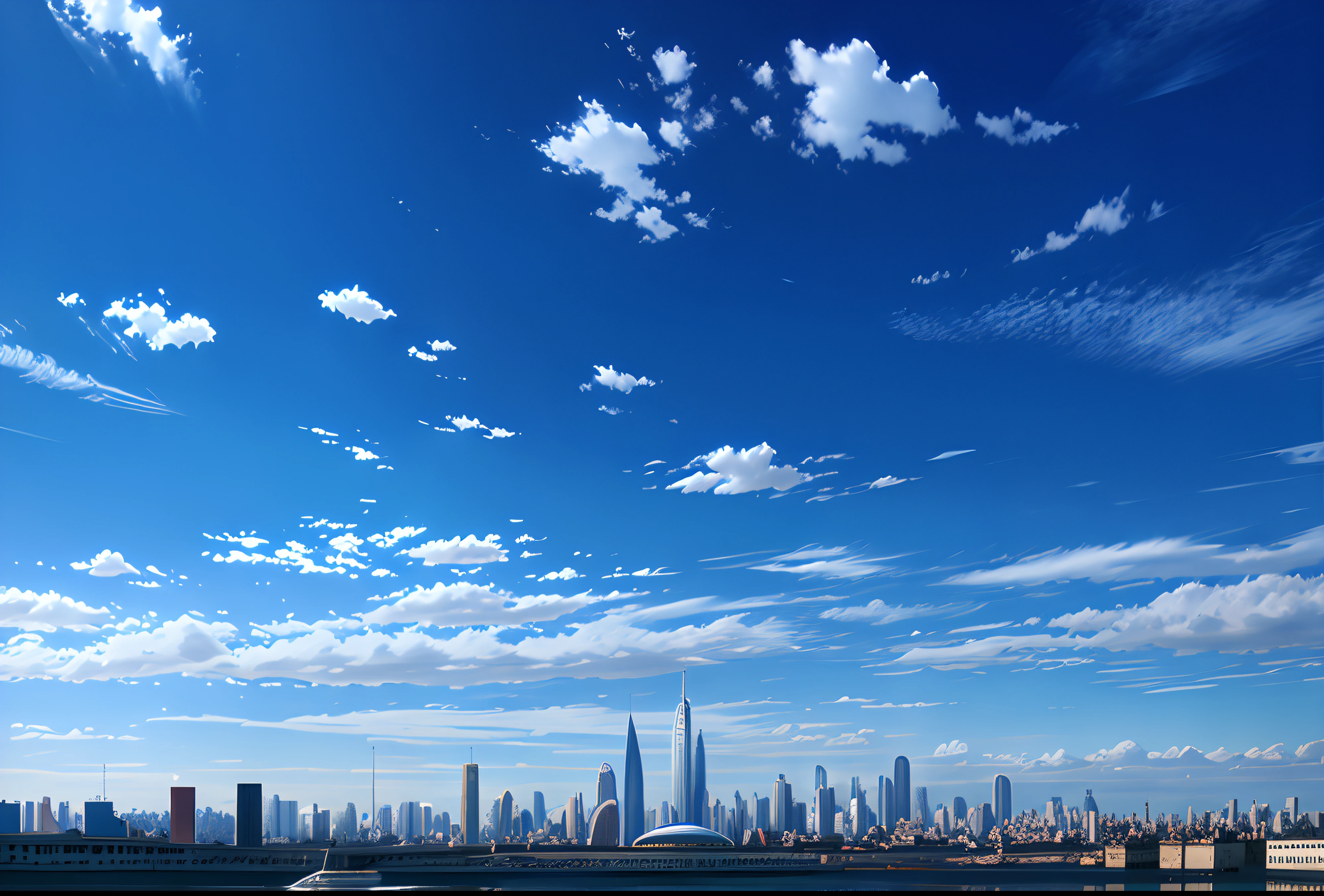 Alafis flies a kite over the city, there is blue sky, blue clear skies, panorama view of the sky, Blue sky and white clouds, Blue sky without clouds, Blue sky in the background, day cityscape, sunny day with clear sky, blue sky with a few clouds, blue sky with clouds, dynamic blue sky, blue open sky