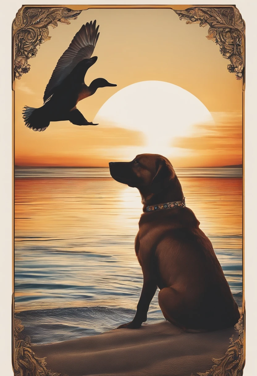 Imagine a fine art style tattoo of a dog's duck and a woman's hand meeting