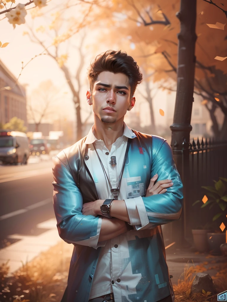 Change background cyber handsome boy, realistic face,8k ultra realistic,