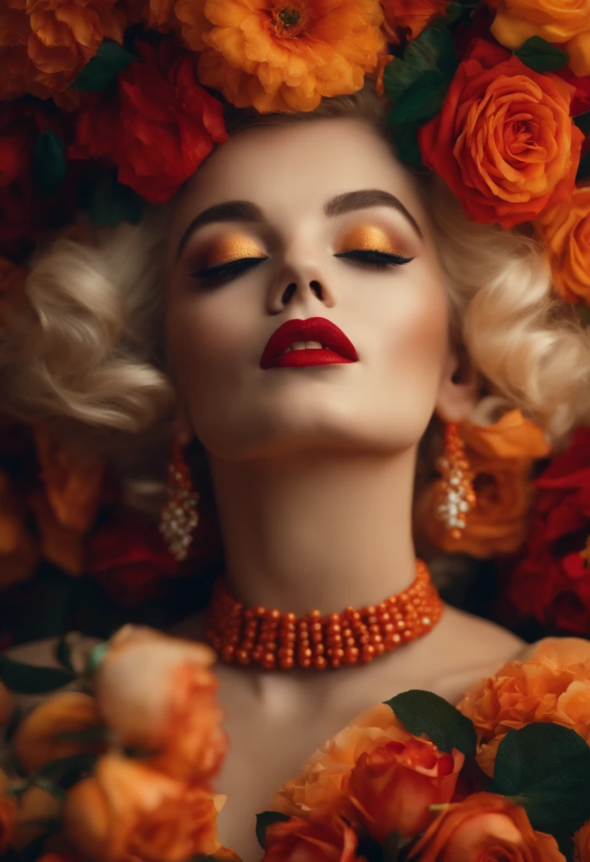 mulher jovem loira usando joias, mulher parecida com as atrizes marilyn monroe e UDREY HEPBURN