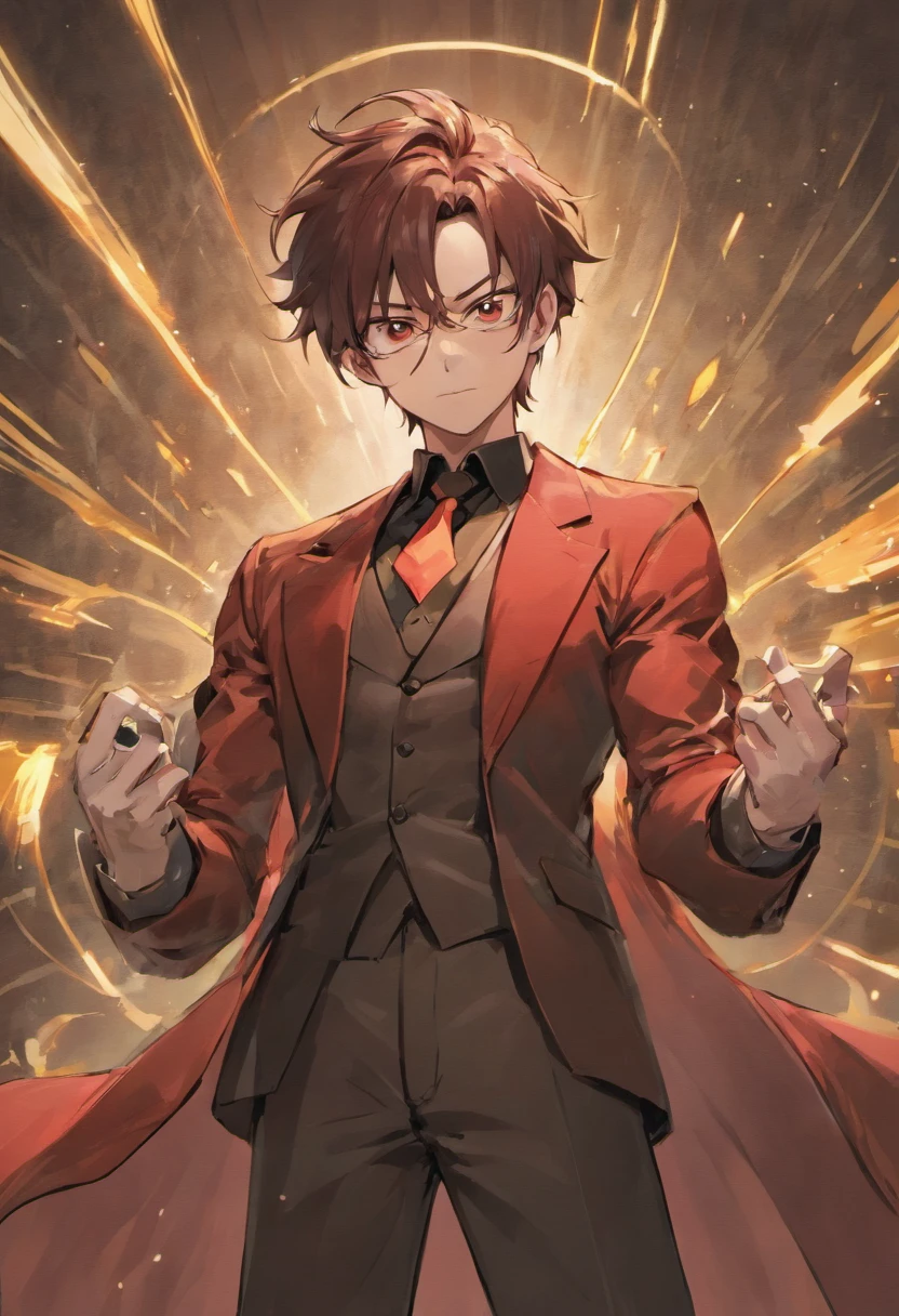A portrait of a professor as a superhero, 30-40 years old, stand-alone, full body, epic, masterpiece, very detailed, intricate, 8k, heroic position, Dennyseduardorossetto, handlebar mustache, dark brown skin tone, red-framed eyewear, brown hairs, brown beard, brown eyes, Disney style
