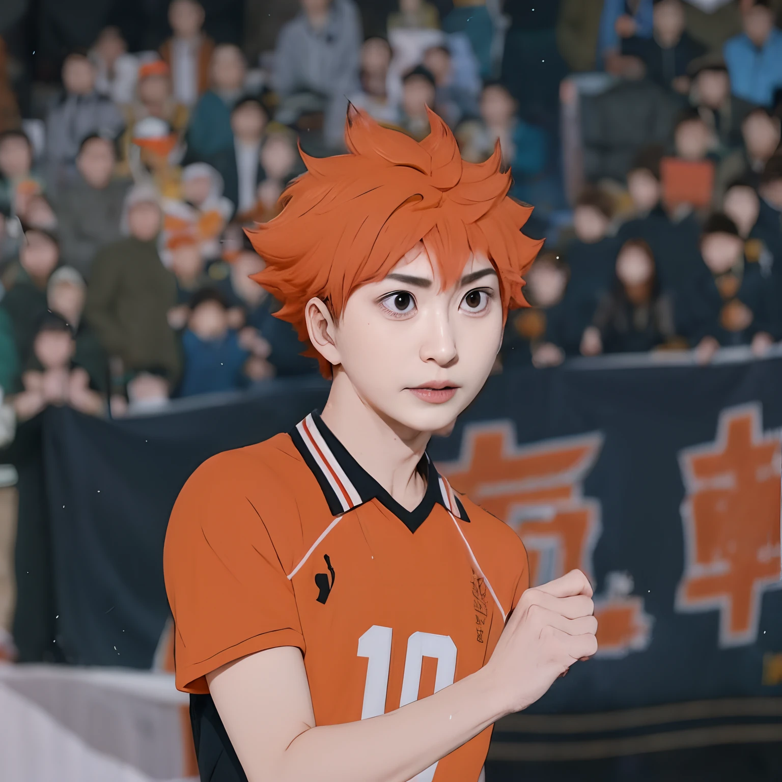 realistic face, black eyes, sharp nose