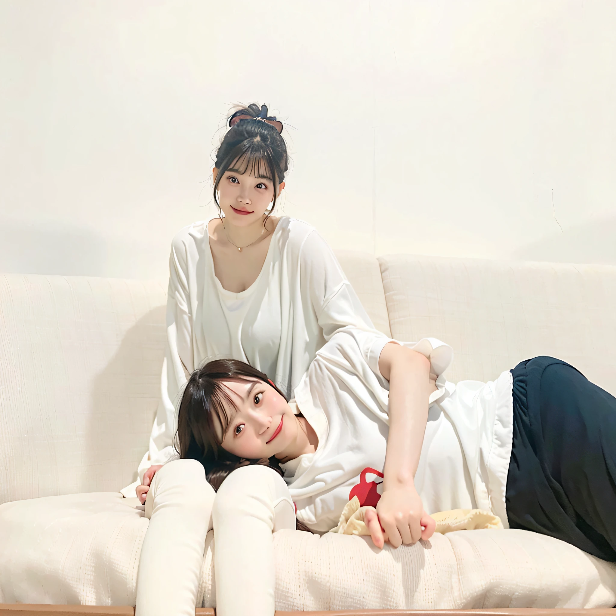 There is a woman and a man lying on the sofa, asian female, marketing photo, Heartwarming,on a couch, couple on bed, Asian Male, Relax on the sofa, encouragement, sitting in the couch, japanes, sitting in the couch, Asian Women, help, Help me, Brilliant, sitting in the couch, asian female