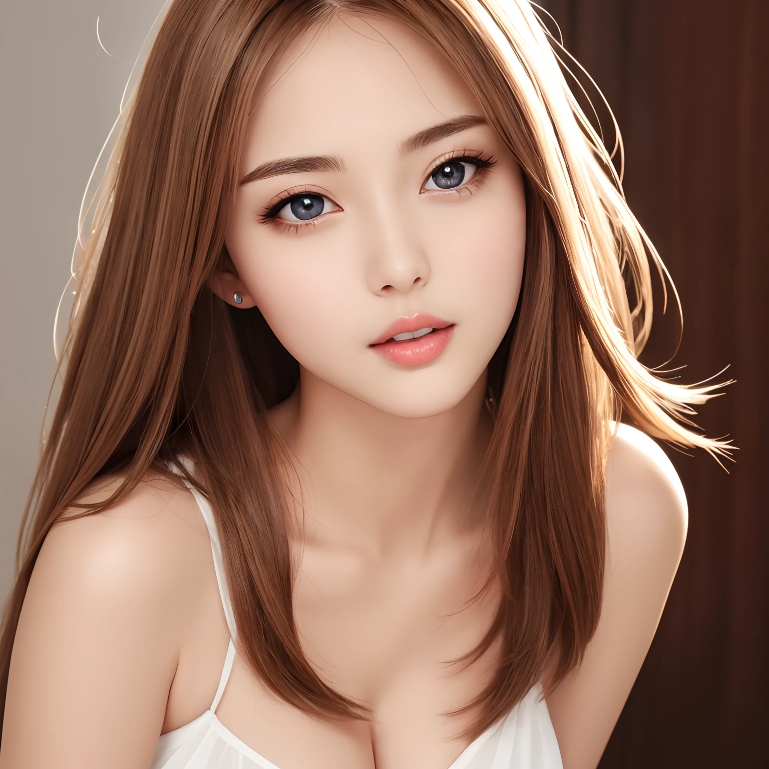  table top, highest quality, realistic, Super detailed, fashion model 25 years old [[[a closeup]], [[[coll]], [shoulder]], perfect eyes, perfect irises, Perfect lips, perfect teeth, flawless skin, soft front light, Glow, HDR, (soft colours:1.2)、(medium breasts1:1.6)
